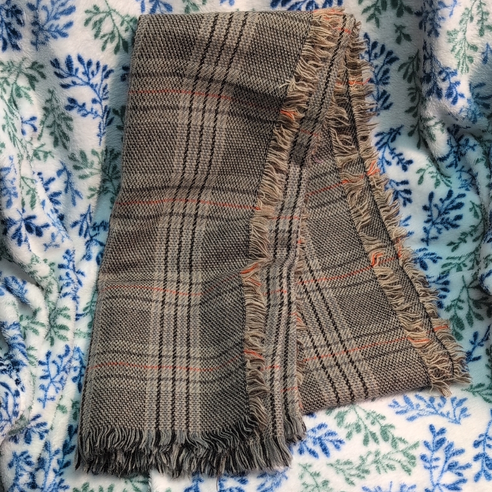 Plaid Fringe Scarf